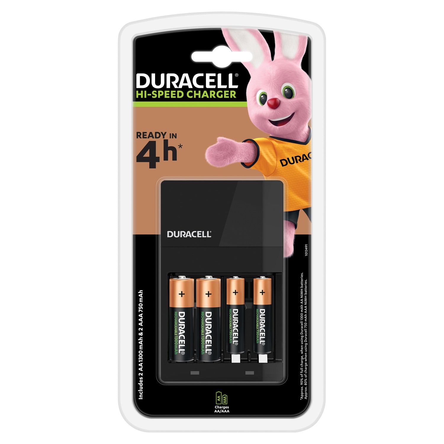 Duracell Oplader Charger Cef14 incl. 2x AA1300mah 2x AAA 750mah, 5dlg.