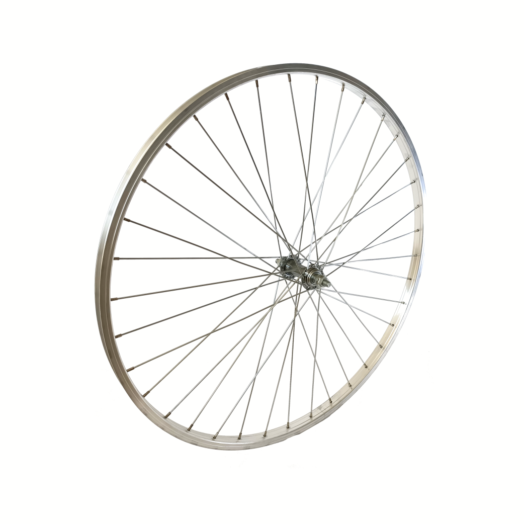 Voorwiel 28x1 5 8x1 3 8 Aluminium velg, zilver. vaste as