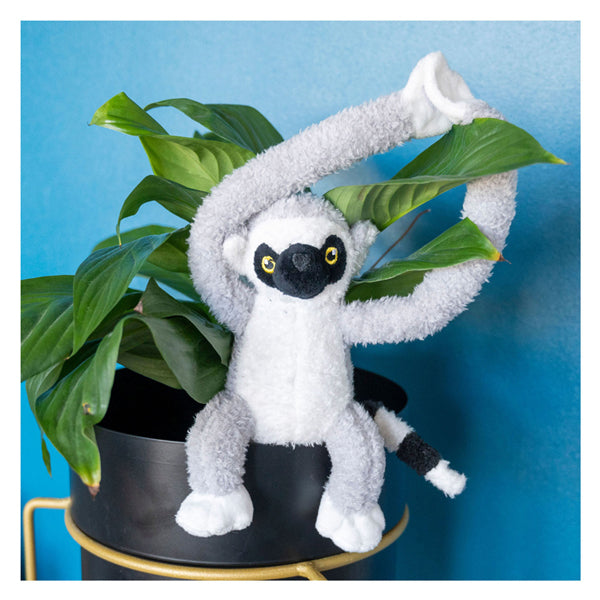 Jungle Mates Knuffel - Lemur Maki Grijs Zwart