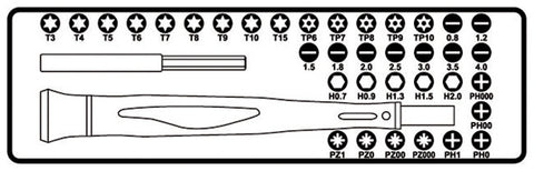 Micro tournevis Beta 1256 C36 avec 36 embouts interchangeables de 4 mm et rallonge magnétique 1256 C36