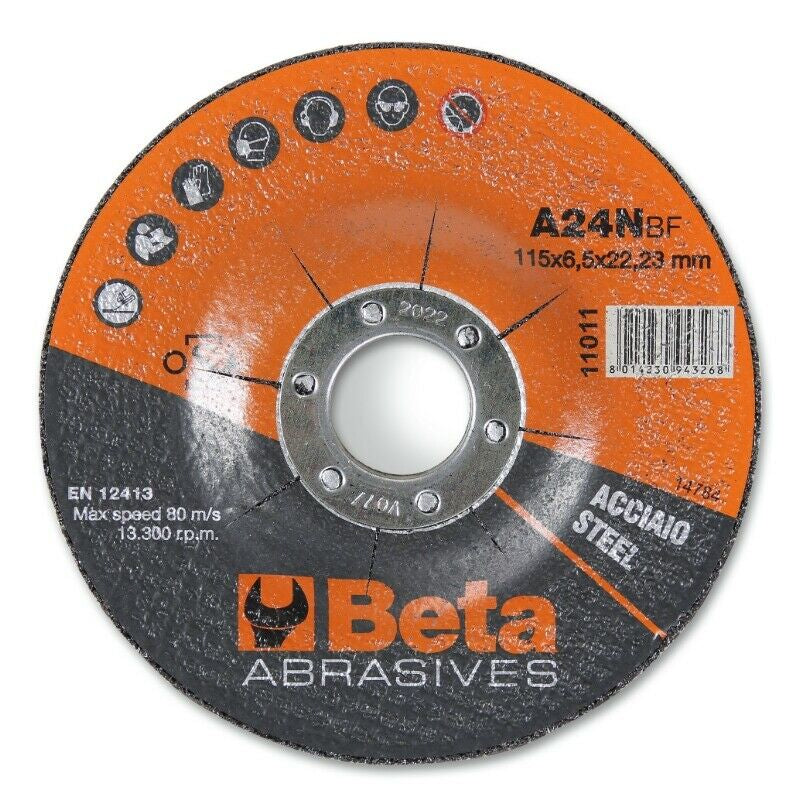 Disques abrasifs Beta Tools ø125 mm pour acier avec centre décalé (10 pièces)