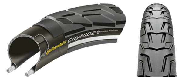 Buitenband Continental Ride City Puncture ProTection 28 x 1,25 32-622 - zwart met reflectie