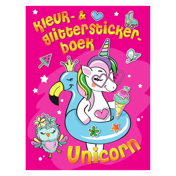 Kleur- Glitter Stickerboek Unicorn