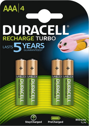 Batterij Duracell oplaadbaar AAA HR03 NimH 1.2V - 750 mAh (4 stuks)