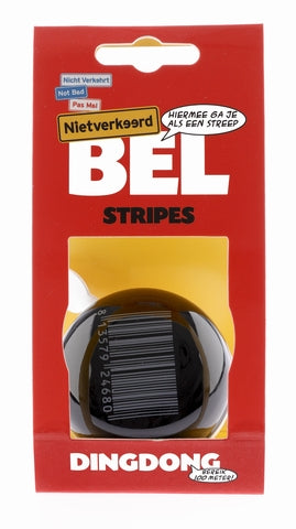 Sonnette de vélo Ding-Dong NietBad Stripes ø60mm - noir avec code barre blanc