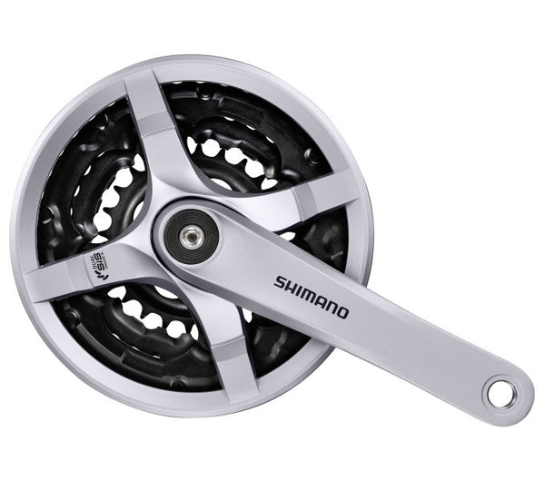 Crankstel 6 7 8 speed Shimano Tourney FC-TY501 met 170mm crankarm 42 x 34 x 24T met kettingscherm - zilver