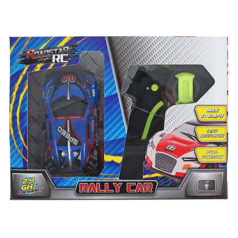 Roadstar RC Bestuurbare Rally Auto met Licht 2.4GHz Blauw, 13cm