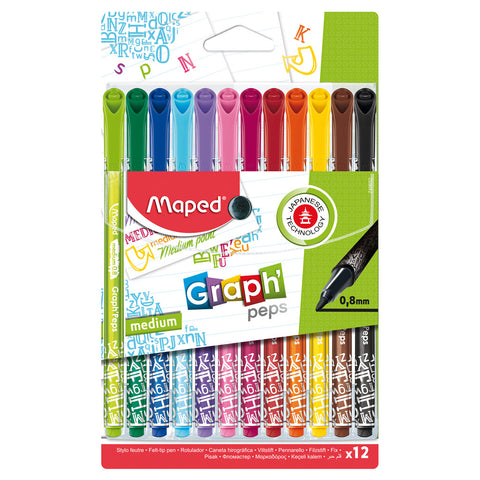 Maped Maped Graph rsquo;Peps Fijnlijners 12 Kleuren 0.8 mm