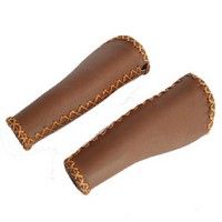 Velo Ergo Leather Handlebar Grips, 135 135mm, Dark Brown