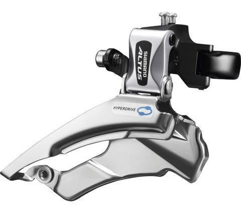 Voorderailleur 3 x 7 8-speed Shimano Altus FD-M313 down swing dual pull - met hoge klem - 42-48T (66-69°)