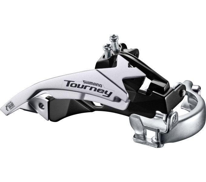 Dérailleur avant 3x6 7 vitesses Shimano Tourney FD-TY510 top swing dual pull - collier bas - 42T (66-69°)