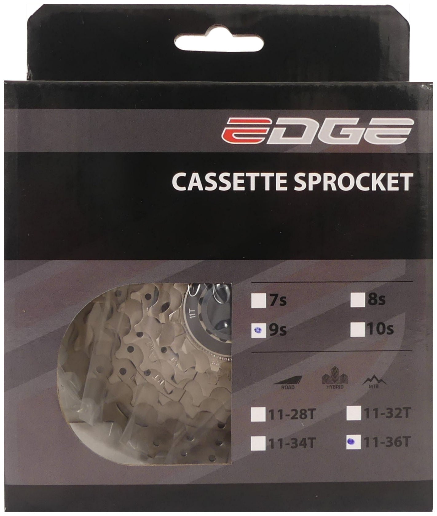 Cassette 9 speed Edge CS-M5009 11-36T - zilver