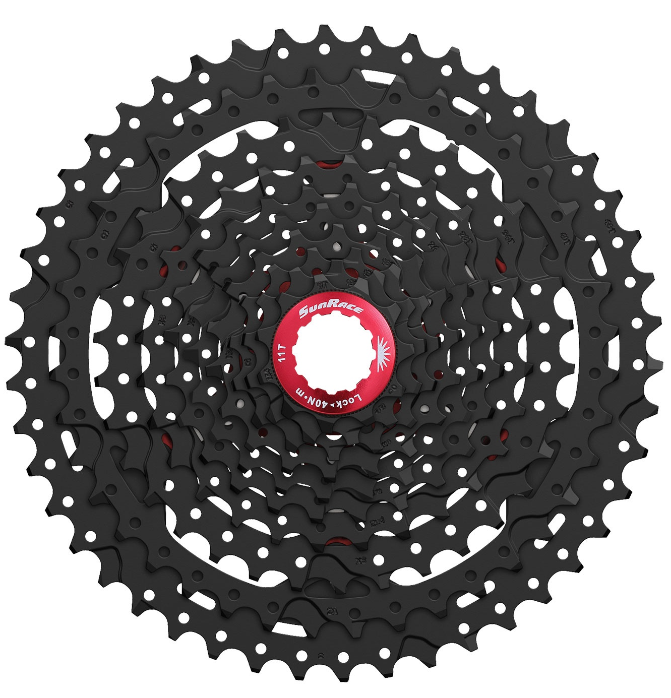 Cassette 10 speed Sunrace CS-MX3 11-46T - zwart rood