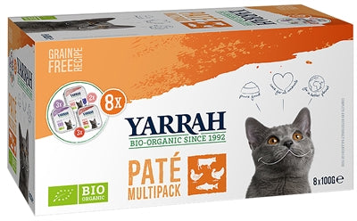 Yarrah organic multipack pate zalm rund kalkoen kip graanvrij