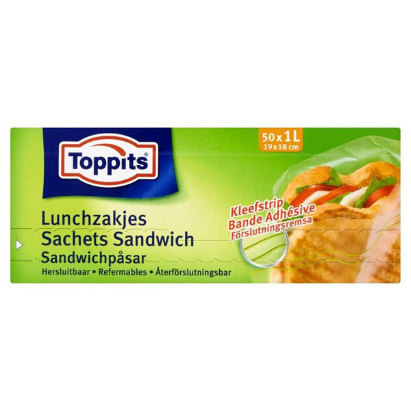 Toppits Toppits Lunchzakjes Hersluitbaar 1L 50 Stuks