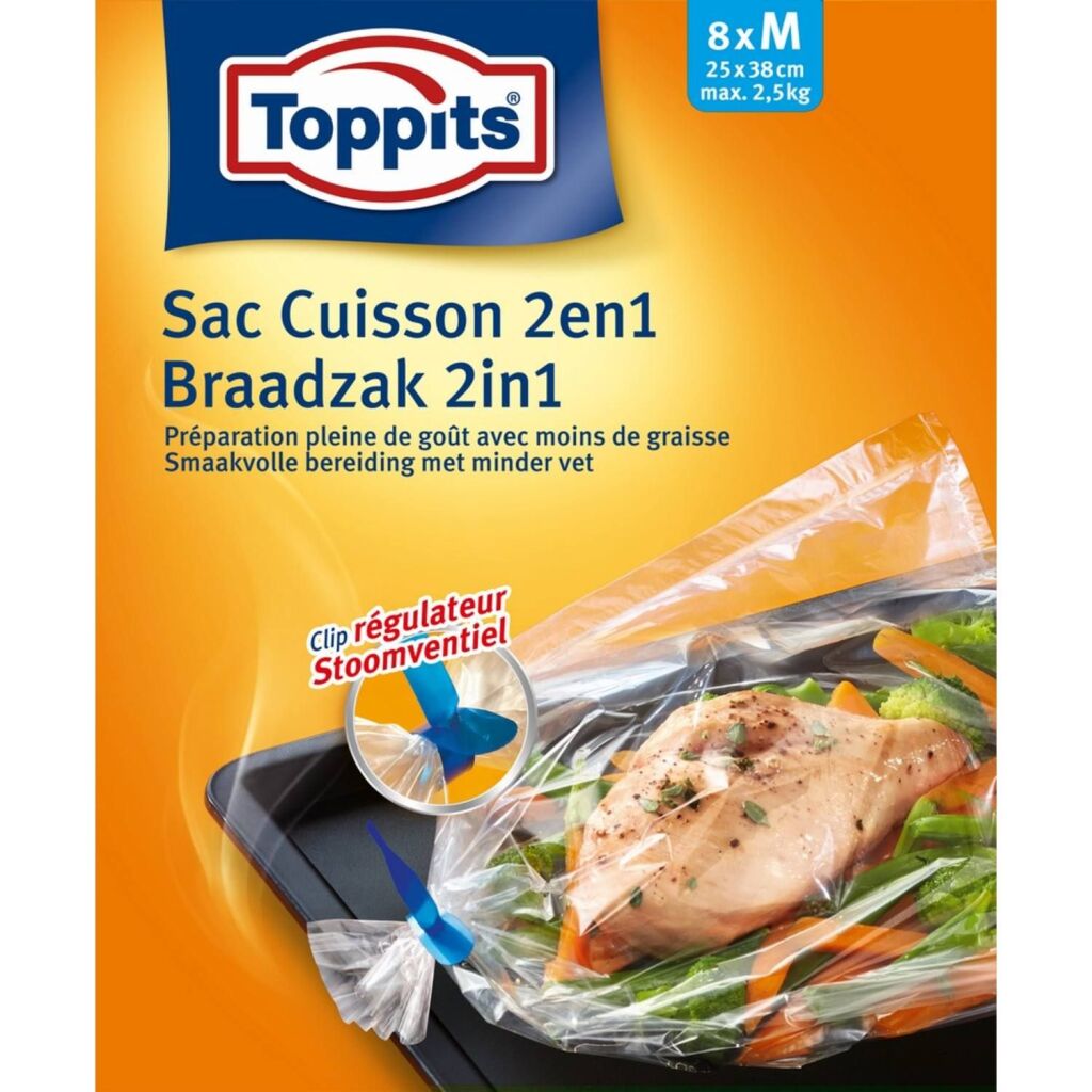 Toppits Toppits 2in1 Braaden Stoomzakken M 8 Stuks