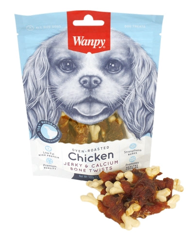 Wanpy oven-roasted chicken jerky calcium bone twists