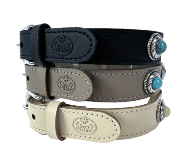 Sazzz halsband hond adventure stone classic leer taupe