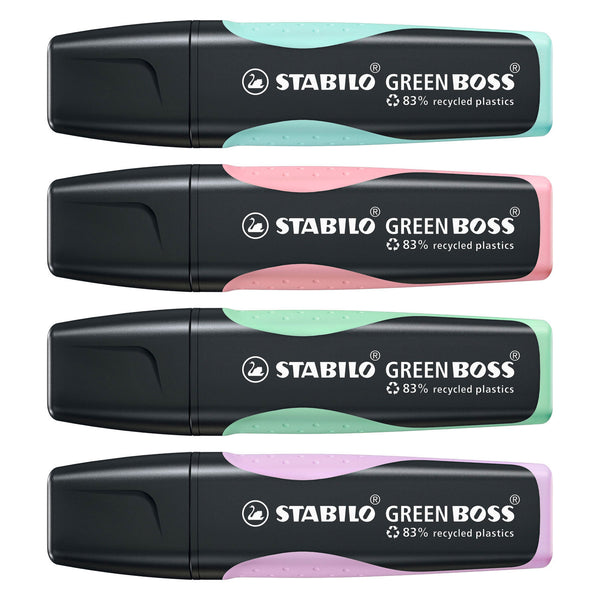 STABILO GREEN BOSS Pastel - Markeerstift - Set Met 4 Stuks