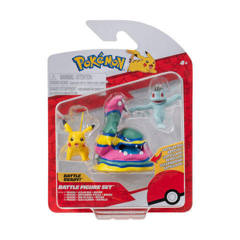 Pokémon Batte Figuur Set - Machop, Pikachu, Alolan Muk, 3st.