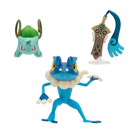 Pokémon Batte Figuur Set - Honedge, Bulbasaur, Frogadier, 3st.