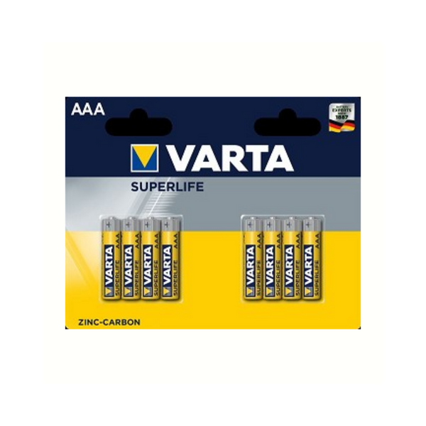 Varta AAA Superlife Zink-Carbon batterijen per 8