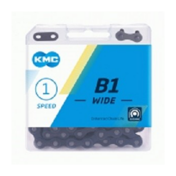 KMC B1 ketting wide, 1 2 x 1 8 zwart, single speed.