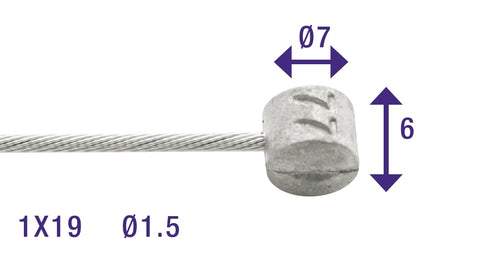 Câble intérieur de frein Elvedes 2250mm en acier inoxydable ø1.5mm Mamelon de barillet Weinmann (100 pièces dans la boîte)