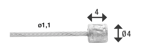 Elvedes Schakel binnenkabel 2250mm RVS slick ø1,1mm N-nippel (100 stuks)