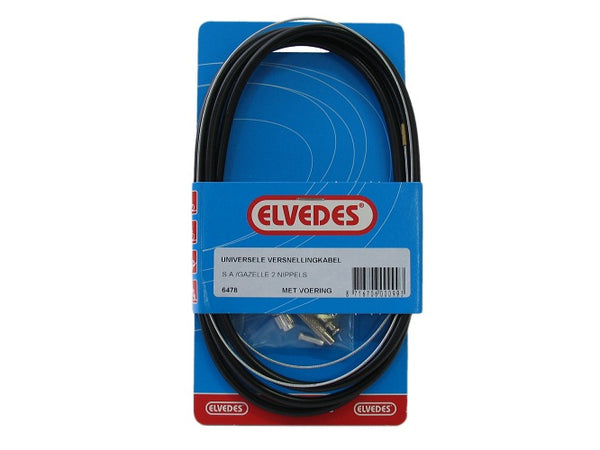 Elvedes Versnellingskabelset 1700 2250 mm universeel Sturmey Archer verzinkt zwart (op kaart)