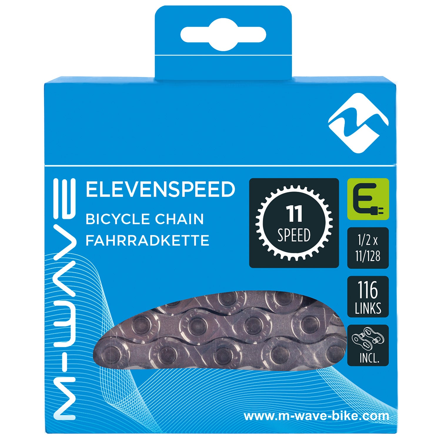 Chaîne M-Wave 11 vitesses E-Bike, 1 2x11 128 116L gris (paquet suspendu)