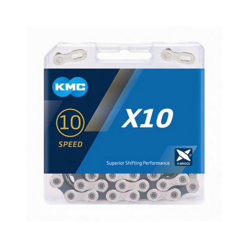 Chaîne KMC X10 argent noir 1 2x1128, 5.88mm, 114 L 10 vitesses.