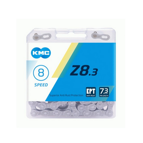 Chaîne KMC z8.3 gris argent 1 2x3 32, 7.3mm, 116L, 6 7 8 vitesses.