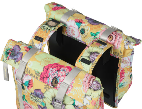 Basil Bloom Field dubbele fietstas 28-35L honinggeel