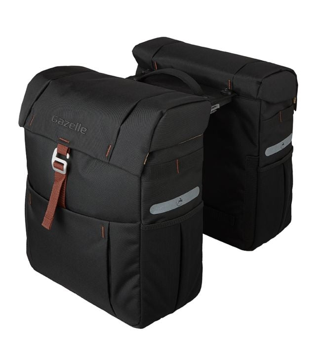 Sacoche double Gazelle avec adaptateur MIK 37 litres 31 x 40 x 15 (2x) - noir marron