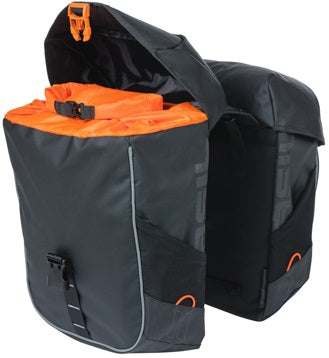 Basil dubbele tas Miles Tarpaulin 34l zwart oranje