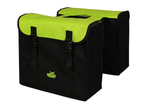 Dubbele fietstas Greenlands 34 liter 37 x 33 x 14cm (2x) - zwart lime groen