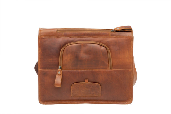 New Looxs Fellini 18L laptop leer enkele tas afneemb.cognac