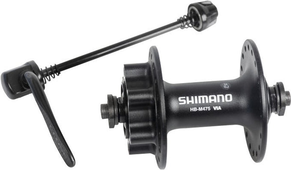 Voornaaf  Shimano FH-M475 - 36 gaats - 6 bouts met remschijfbevestiging - zwart