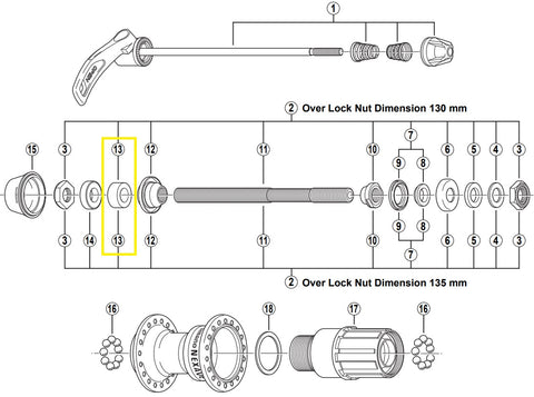 Entretoise gauche Shimano 8 mm