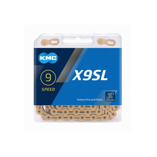 KMC X9 GOLD ketting, Ti-Ni, 1 2x1128, 5.88mm, 114 L 9-speed