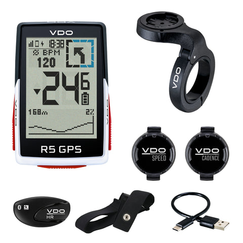 Fietscomputer VDO R5 GPS Top Mount Set HR +