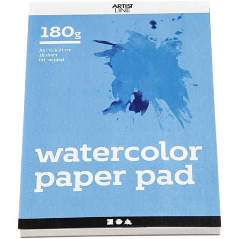 Aquarelblok Wit A5 180gr, 20 Vellen