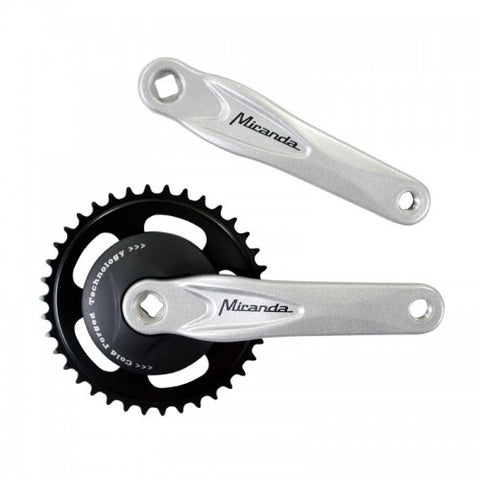 Miranda beta 1 crankstel met disc 95mm 33 tands crank gepolijst zwart