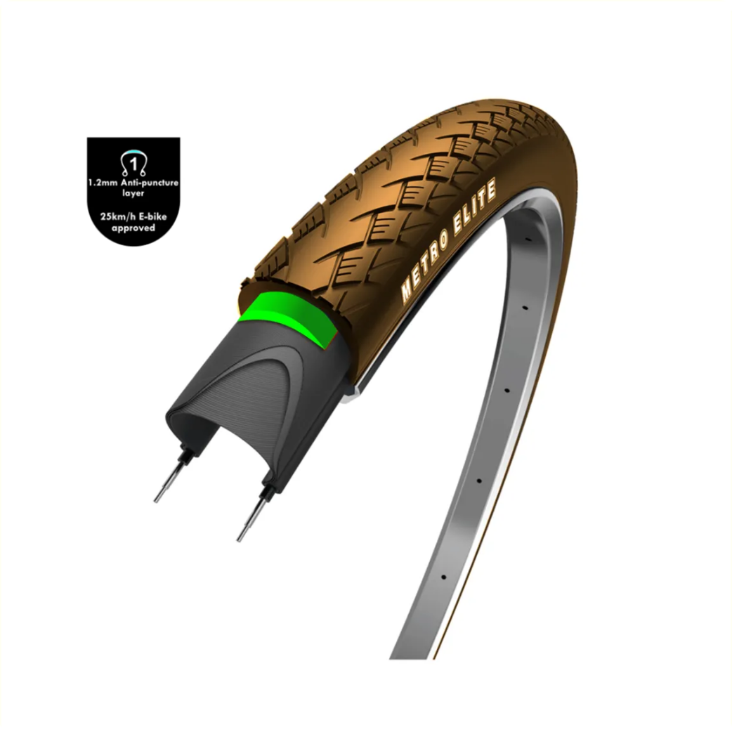 WOLFF Metro ELite (1mm anti leklaag), bruin met reflectie, 28x1.75, ETRTO 47-622