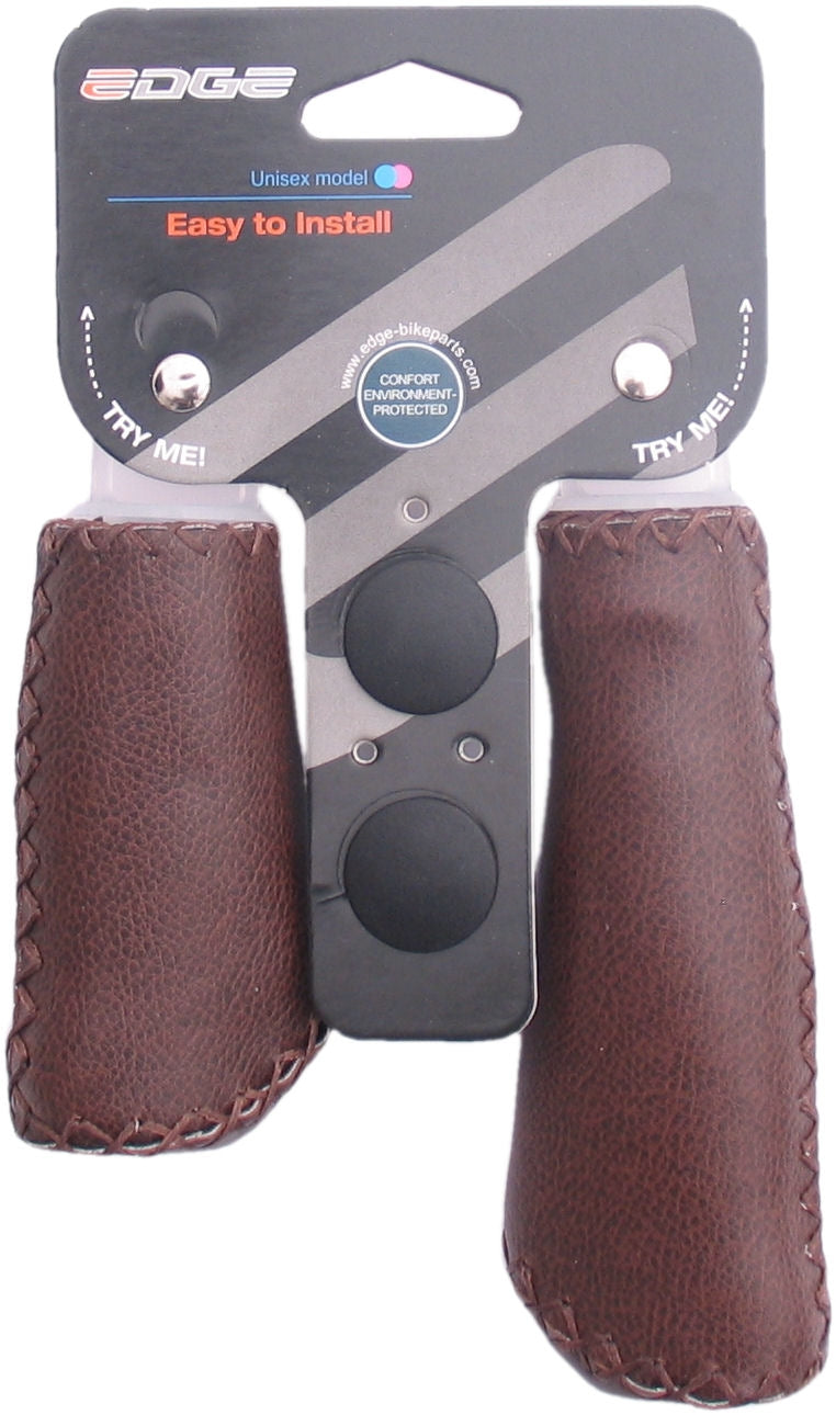 Jeu de poignées Edge Leather - marron foncé mat - 135 92mm (emballage boutique)