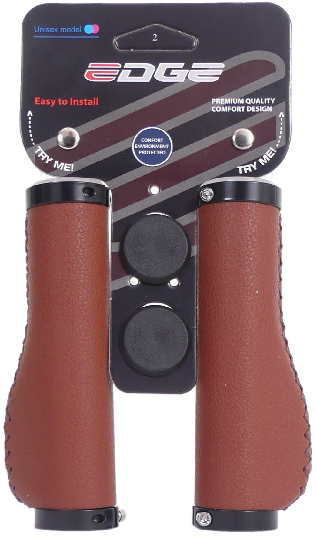 Jeu de poignées Edge Leather incl Lockring - camel brown- 135 135mm (emballage boutique)