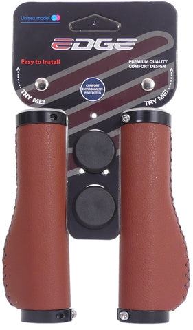 Jeu de poignées Edge Leather incl Lockring - camel brown- 135 135mm (emballage boutique)