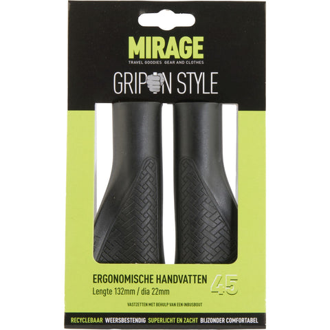 Paire de poignées Mirage Grips dans le style #45 - 132 132 mm avec écrou - noir