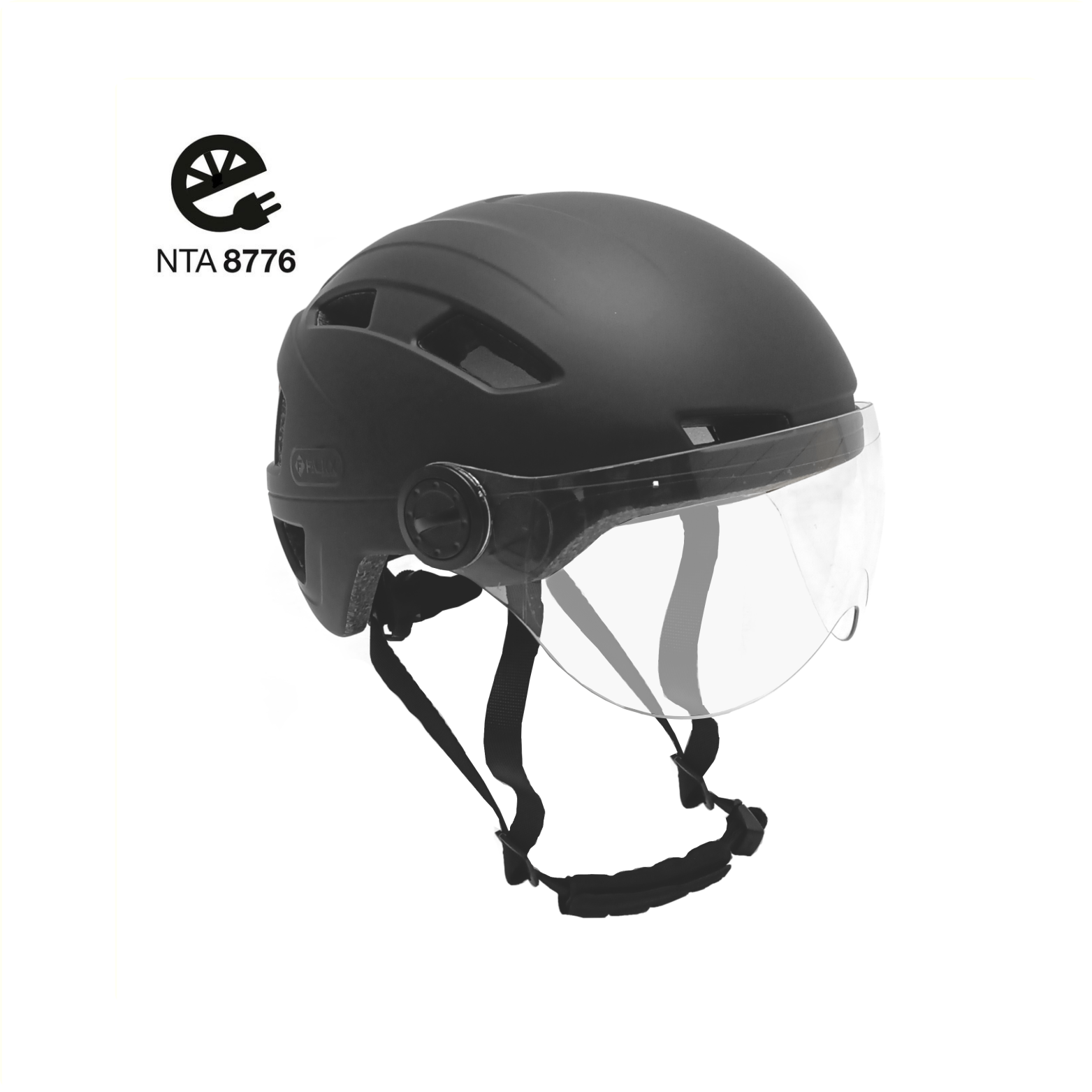 FALKX Helm  met vizier, maat XL 61-63cm mat zwart. NTA 8776 goedgekeurd.